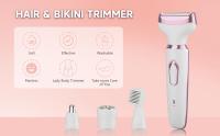 Maquinilla de afeitar eléctrica para mujer 4 en 1, maquinillas de afeitar corporales indoloras recargables y removedor de vello facial para bikini, piernas, cuerpo, cara, axilas, indoloras, recargables, portátiles, juego de afeitadoras corporales para muj - details 3