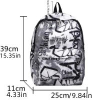 Mochila escolar de gran capacidad con grafiti para estudiantes, mochila informal de moda para mujer, mochila escolar con colgante de dibujos animados para niña que se desplaza - details 0