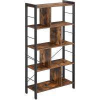 Estantería de Almacenamiento de 5 Niveles, Organizador de Oficina de Estudio, con Compartimentos, para Salón, Estilo Industrial, Marrón Rústico y Negro - details 8