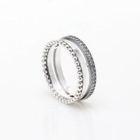 Anillo de Plata Esterlina 925 con Logotipo de Pavé y Cuentas Joyería de Boda para Mujer con Circonita Cúbica, Estrella, Luna, Flor - details 0
