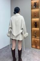Chaqueta de Abrigo de Lana Doble Cara de Alta Gama Mango de Piel de Zorro Desmontable - details 15