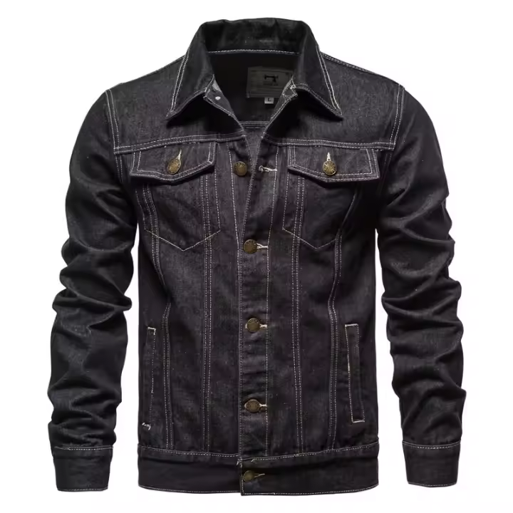 Chaqueta vaquera de estilo callejero para hombre, chaqueta delgada informal de algodón, otoño e invierno, 2024 - 1