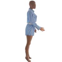 Conjunto de Moda para Mujer de Primavera 2024 Camisas de Manga Corta y Larga con Rayas Shorts - details 14
