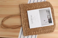 Bolso de mano de ocio étnico francés, hombro tejido Vertical, Cuadrado de hierba de verano - details 17