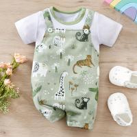 Romper IURNXB Para Bebé Niño Con Estampado De Animal De Zoológico Ropa De Bebé Recién Nacido Dos Piezas Falsas Con Mangas Cortas Estilo Europeo Y Americano Para Juego Casual - details 6