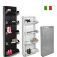 Zapatero Slim de metal de 5 puertas negras, 4 puertas blancas y 3 puertas en gris metalizado