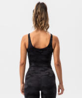 SHINBENE Sujetador Deportivo Largo de Cuello V para Mujer con Estampado de Camuflaje y Junto Incorporado para Yoga Fitness Workout Tamaño XS-XL - details 5