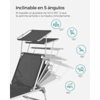 Silla de Senderismo Tumbona Reclinable Plegable, Ligera, 55 x 193 x 31 cm, Carga 150 kg - details 38