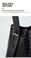 Bolso de hombro de cuero tejido a mano de gran capacidad a la moda bandolera bandolera bandolera para mujer - details 20