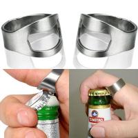 Abridor de botellas de cerveza portátil para el hogar y la vida, removedor de tapa de frascos, diseño de anillo de dedo, acero inoxidable, 1/3 piezas - details 1