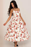 Vestido suspendido con espalda abierta para mujer, falda de longitud media con flores fragmentadas, estilo dulce y picante, verano 2025 - details 3