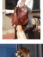Mochila Vertical de Pu para mujer, bolso cruzado de viaje de gran capacidad, tendencia informal - details 19