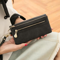 Cartera larga estilo para mujer, grande, estuche con compartimentos, negro, tono dorado - details 6