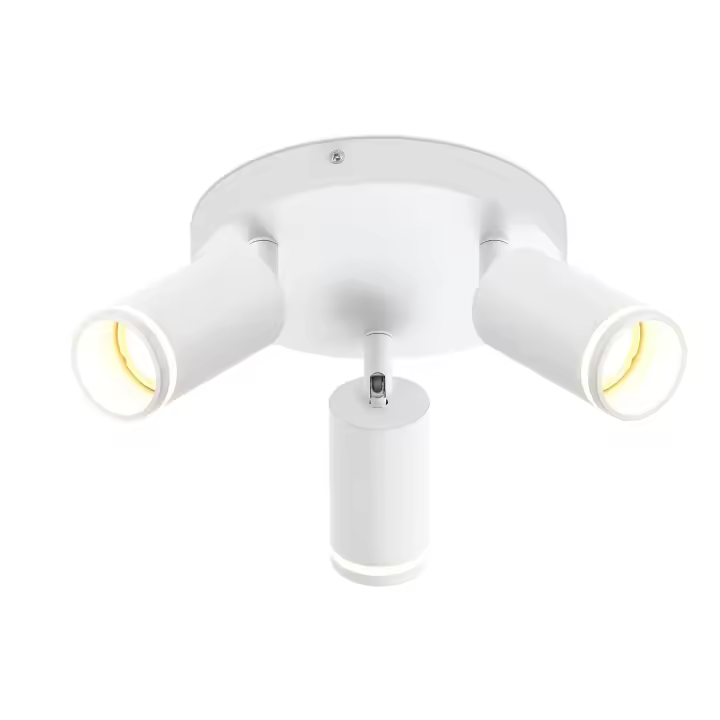 CBJKTX Luz de techo LED 3 llamas - Luz de techo blanca Foco giratorio GU10 Foco de pared de madera Foco de pared - 1