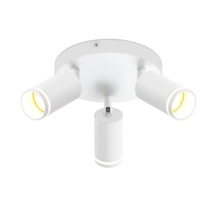 CBJKTX Luz de techo LED 3 llamas - Luz de techo blanca Foco giratorio GU10 Foco de pared de madera Foco de pared - 1