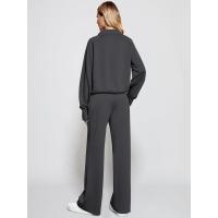 Conjunto casual de dos piezas para mujer: sudadera extragrande con media cremallera y pantalones deportivos de pierna ancha - details 54