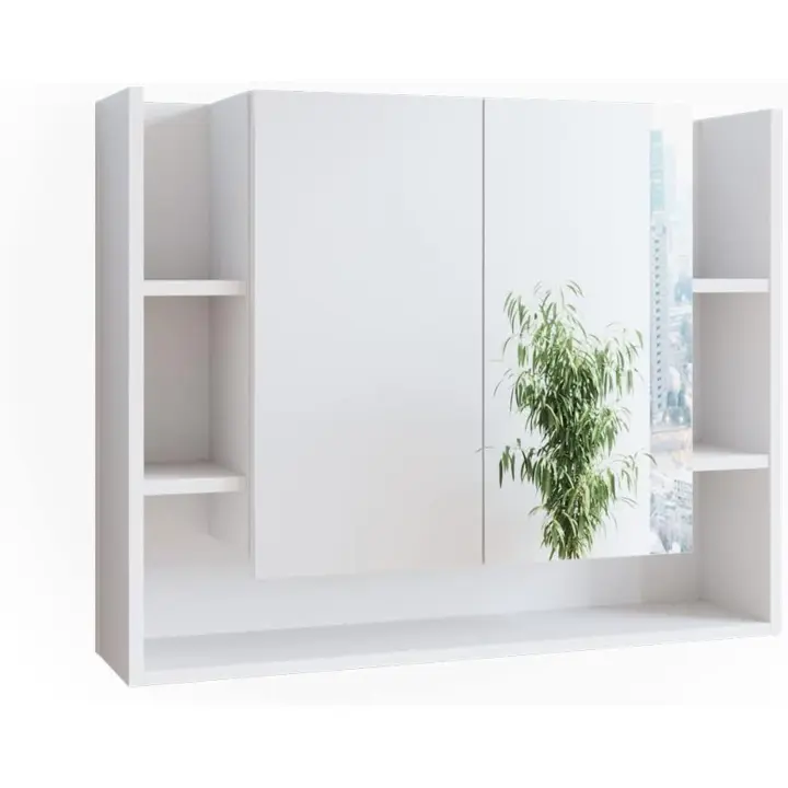 Armario con espejo para baño Elira, blanco, 80,2 x 64 cm - 1