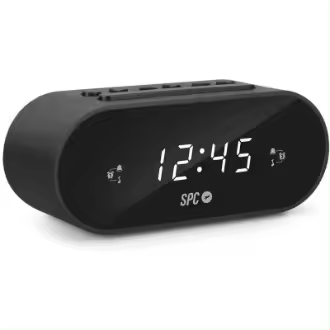 Radio despertador Spc Frodi - pantalla LED con brillo regulable - botón de repetición - almacena 10 emisoras - color negro - 1