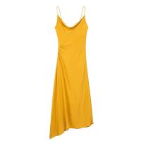 Ropa de mujer europea y americana, textura de satén de seda cuello plisado vestido Midi 9479274 808 - details 3