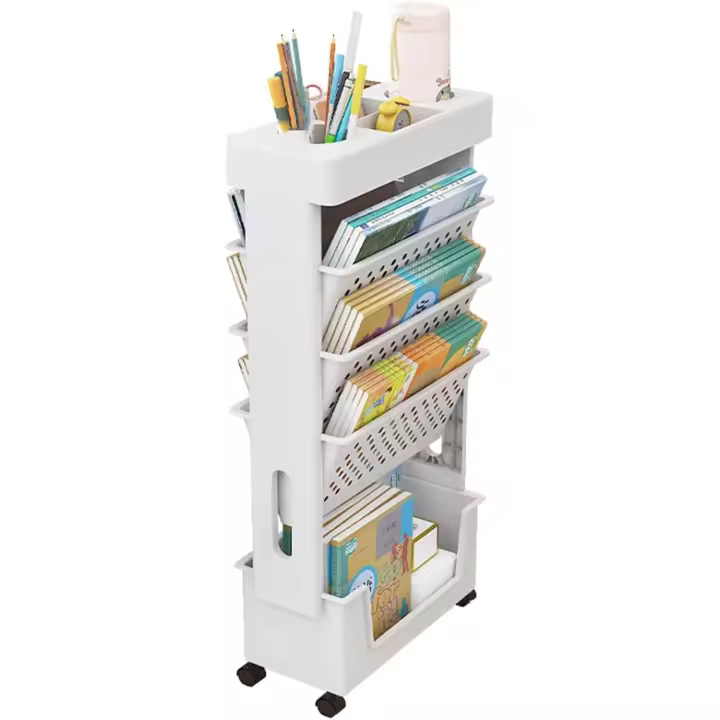 Organizador de Escritorio Compacto con Ruedas Carro de Almacenamiento Delgado para Libros - 1