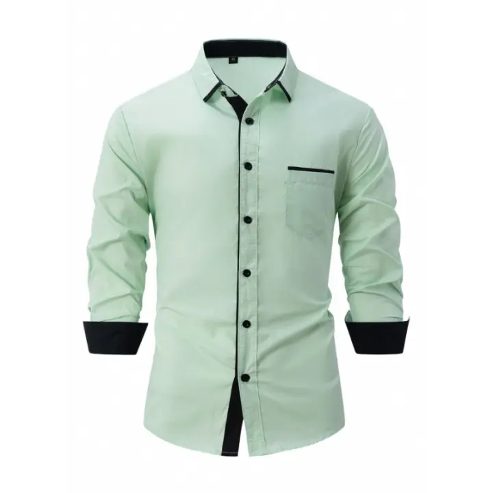 Camisa casual con cuello para hombre, a la moda. - 1