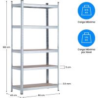 Estantería Modular de Acero Paquete 2, Antihumedad, Max 875Kg, 90x40x180cm - details 12
