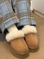 Zapatillas de felpa de diseñador originales de lana mezclada de alta calidad, pellets de invierno para mujer para mantener botas de nieve cálidas - details 1