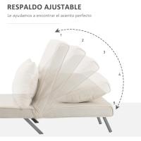 Sofá Cama Plegable Tapizado de Ante Sintético Respaldar Ajustable 5 Niveles 2 Almohadas Acolchadas - details 12