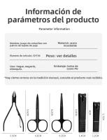 Juego de tijeras para uñas, juego negro de 18 piezas, cortaúñas oblicuo, juego completo de herramientas para el cabello y la manicura. - details 10