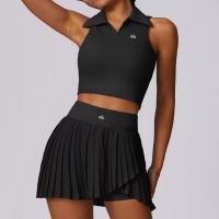 ALO yoga traje de tenis mujer nuevo v-line solapa chaleco sin mangas deporte fitness falda corta bádminton ropa - details 11