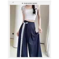 Pantalones de Pierna Ancha de Tencel Encaje Alto Cintura, Ajuste Suelto, Estilo de Verano, Mangas Largas - details 26