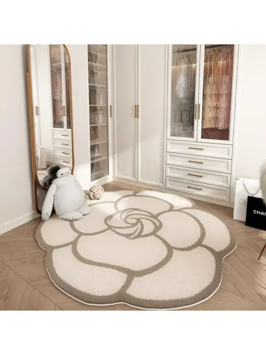 Alfombra redonda irregular para sala de estar, sala de estar, dormitorio, dormitorio, manta, mesita de noche, armario, estudio, silla giratoria, silla giratoria, alfombra - 1