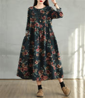 Vestido Floral de Algodón Vintage Moda Casual para Mujeres Primavera Otoño - details 11