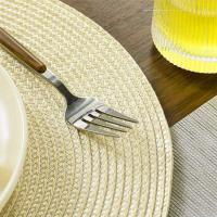 Manteles Individuales redondos trenzados, tapetes de mesa para mesas de comedor, tejidos, lavables, antideslizantes, 15 pulgadas (Beige) - details 3