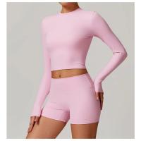 Top de yoga de manga larga para mujer, logotipo personalizado, ropa deportiva de gimnasio, top de fitness sin costuras, ropa de yoga elástica, camiseta de yoga para mujer - details 11