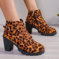 Botas Martin informales para mujer, botines con estampado de leopardo a la moda, zapatos de tacón alto - details 5