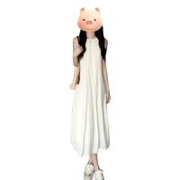 Vestido blanco francés sin mangas, artículo nuevo de verano para niños 2025, estatura pequeña, pausa para el té, chaleco adelgazante, vestido de falda larga - details 5