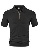 Hombre verano casual toalla suelta jacquard cremallera puerta digan hombre manga corta Polo - details 22