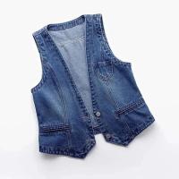 Chaleco Denim Retro Coreano Cuello en V, Ajuste Ajustado, Sin Mangas, Moda para Mujeres 2024 T380 - details 4