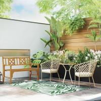 Juego de Muebles de Jardín de Ratán Conjunto de Mesa y 2 Sillas Piezas Extraccibles para Exteriores Terraza Césped Balcón Caqui - details 7
