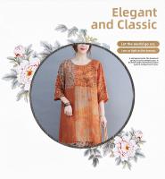 Novedad de verano, vestido de lino estampado ligero artístico Vintage, vestido largo informal adelgazante de corte recto de manga media para mujer - details 1