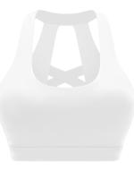 Tops cortos cruzados para mujer, camisa deportiva de manga corta blanca para Yoga - details 3