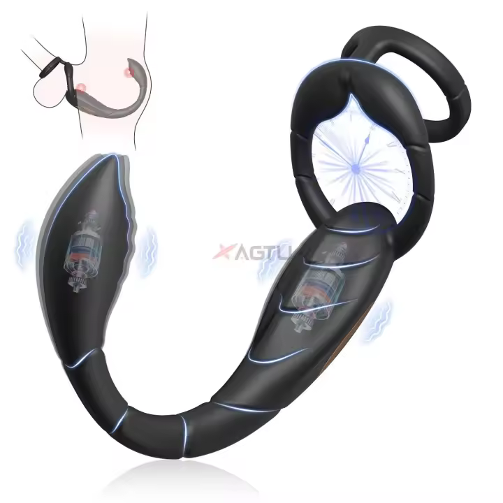 Leten-vibrador giratorio sexual masculino, anillo masajeador de próstata, juguetes para hombres, anillos duales, vibradores con tapón Anal 18+ - 1