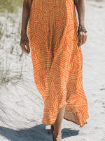 Tallas grandes vestidos mujer primavera verano vacaciones estilo nuevo estampado suelto casual falda larga mujer - details 6