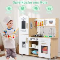 AuAg Juego de cocina de madera para niños pequeños, regalo de cocina de juguete para niños y niñas, juego de cocina, estufa y dispensador de agua con sonido - details 6