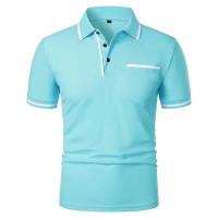 Camisetas transpirables de manga corta para hombre, polo ligero de color sólido, top básico suelto de moda con bolsillos, verano - details 10