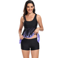 Conjunto de Baño de Dos Piezas de Moda para Mujeres 2024 Traje de Baño de Tela de Nylon con Estilo de Gradiente Short de Natación Plano de Color Sólido Estilo Playero de Primavera/Verano - details 16
