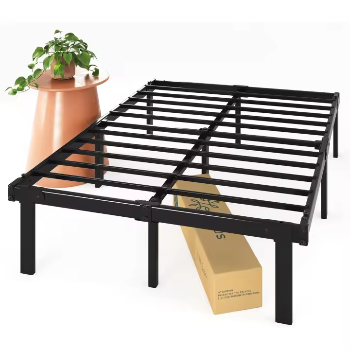 Caleb Somier 135 x 190 cm - Altura 36 cm con Almacenamiento bajo la Cama - Estructura de Acero Plegable - Negro - 1