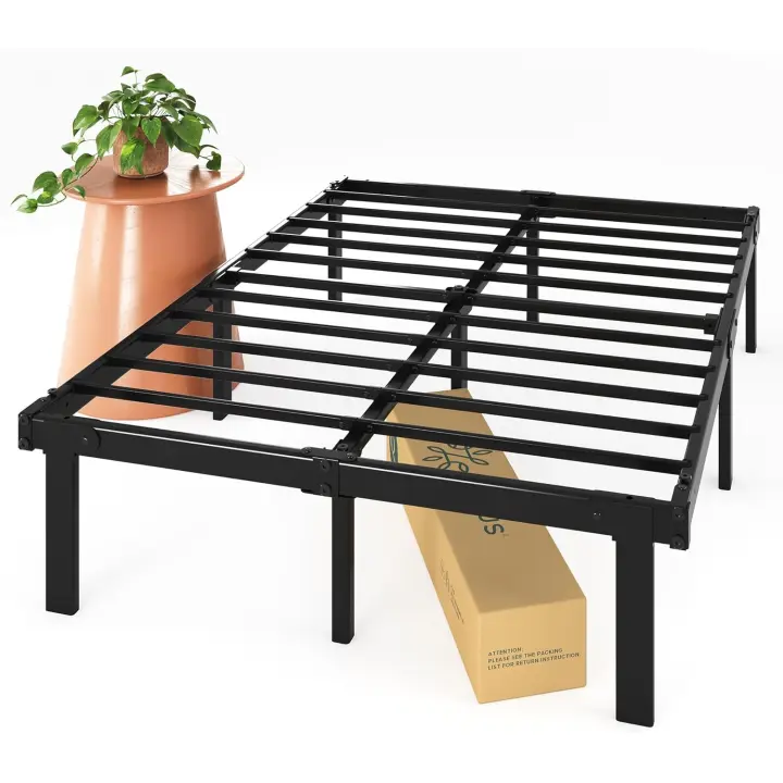 Caleb Somier 135 x 190 cm - Altura 36 cm con Almacenamiento bajo la Cama - Estructura de Acero Plegable - Negro - 1