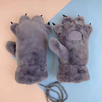 Guantes de Mano de Oso de Patas Calientes Mitones de Peluche para Actividades al Aire Libre y Viajes - details 5